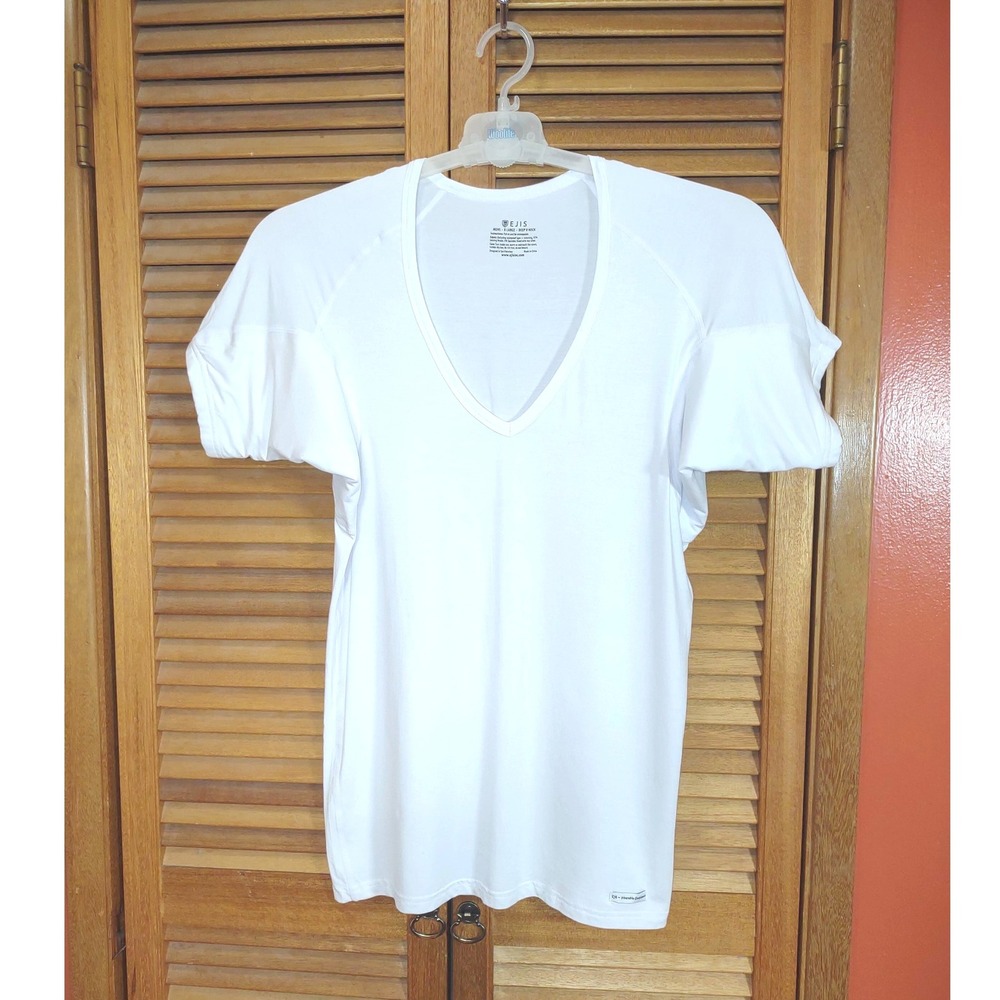 EJIS Mens‎ XL Undershirt White Sweat Proof Deep V-Neck Stain Protection - NWOT - Picture 4 of 8